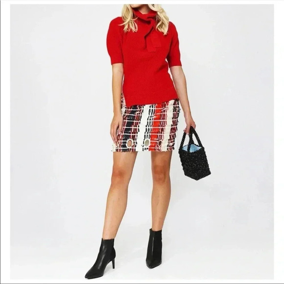 SELF PORTRAIT Striped Fringe Skirt Size 4 NWT - Picture 5 of 15